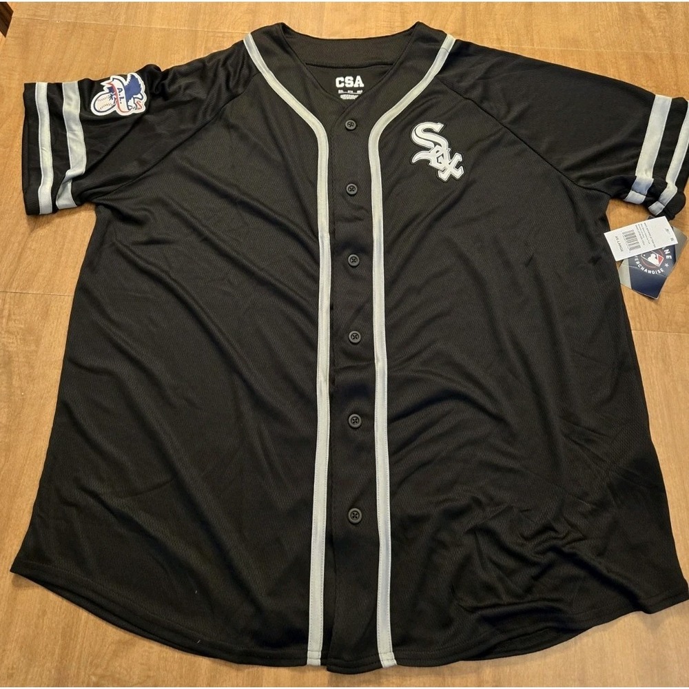 CSA Chicago White Sox Baseball Jersey Mens XXL Black Button Front MLB NEW NWT